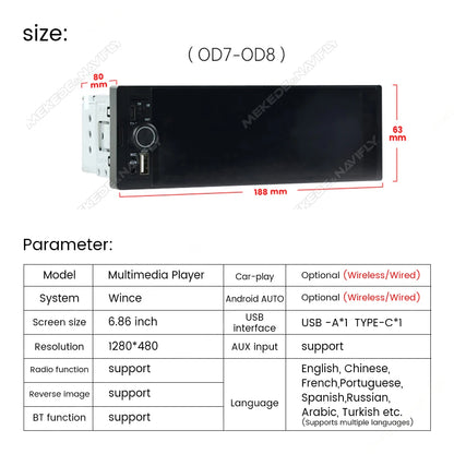 Radio CarPlay 1 Din